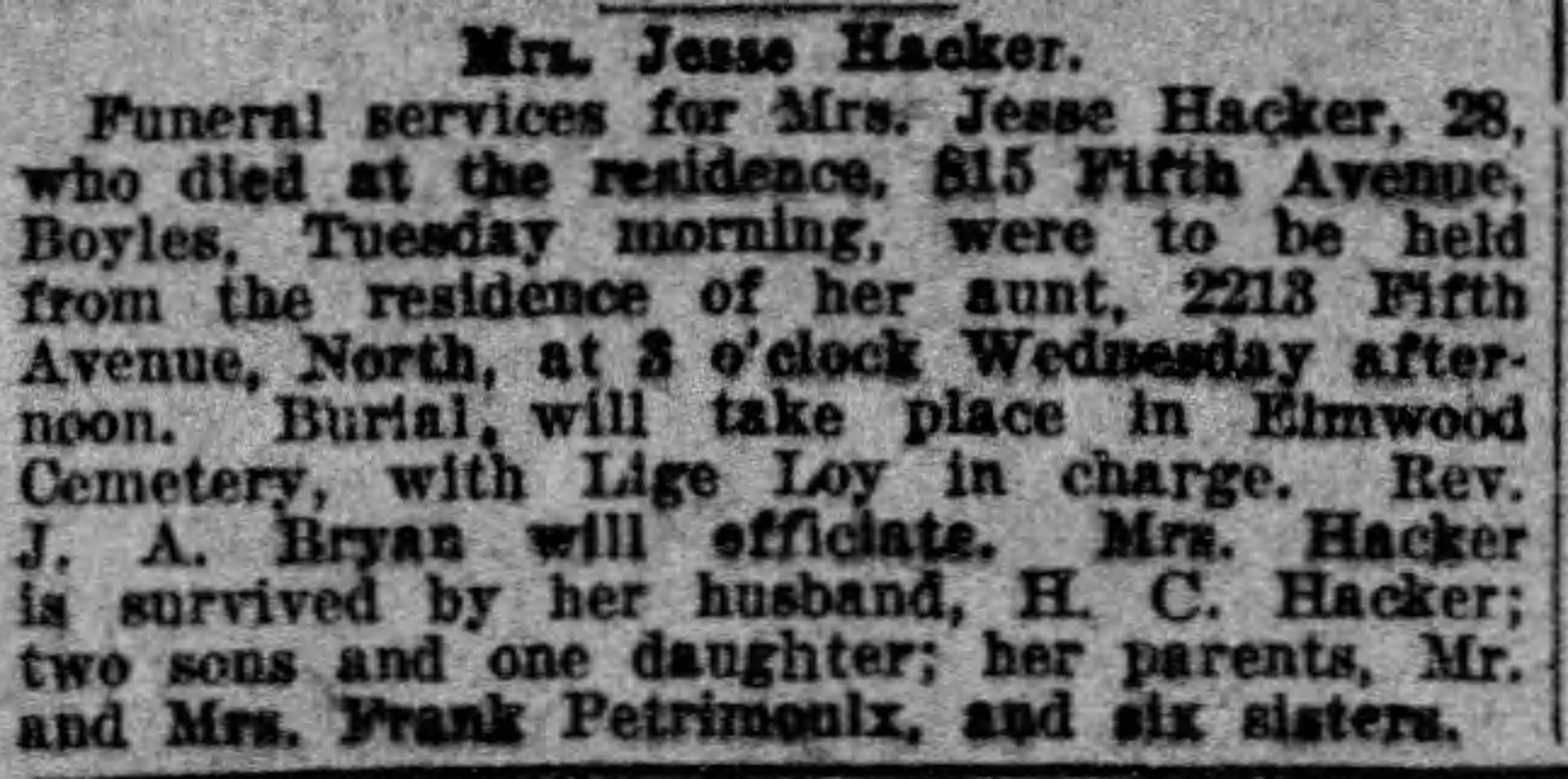 Jesse Hacker obituary